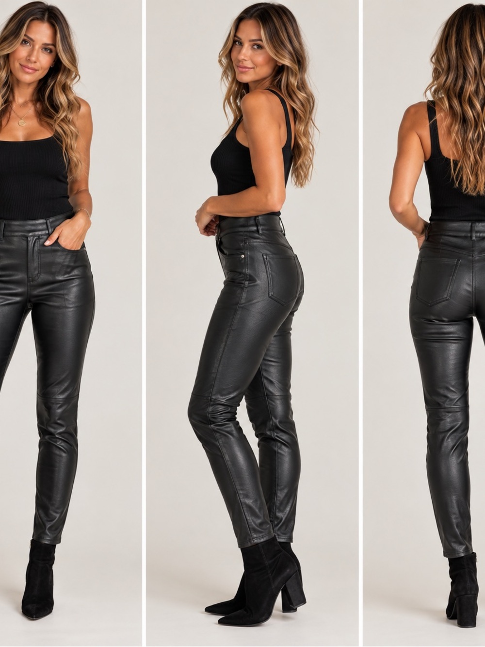 SPANX Black Faux Leather High-Rise Skinny Pants